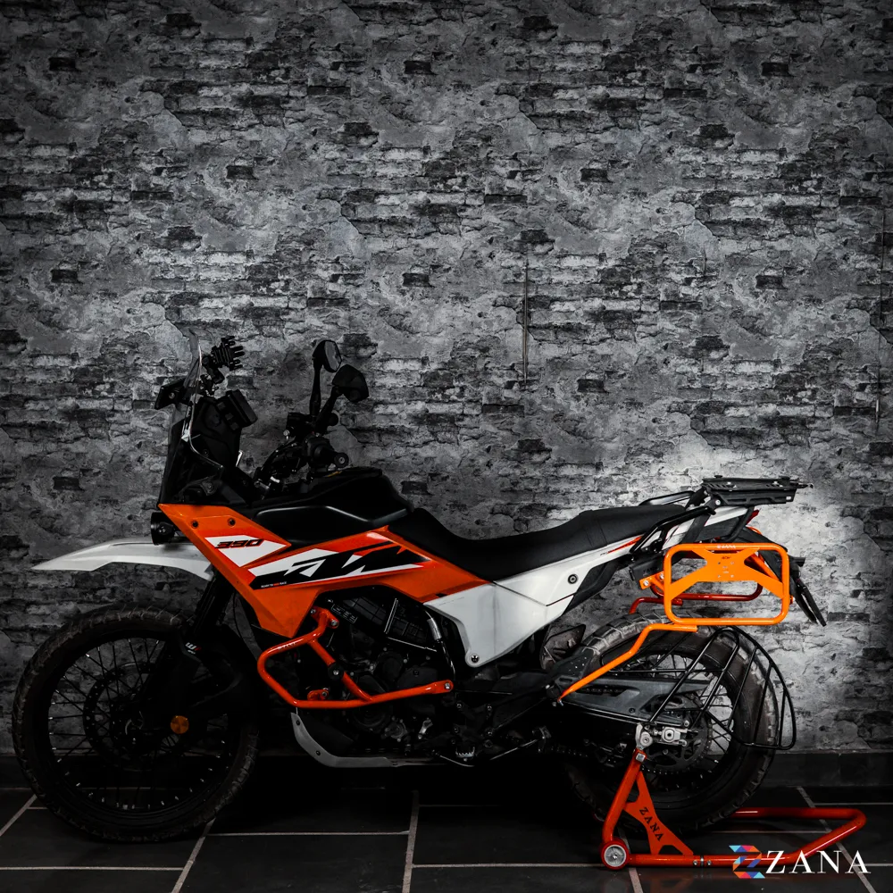 Zana- Roadster Saddle Stay With Jerry Can Mount Orange For KTM